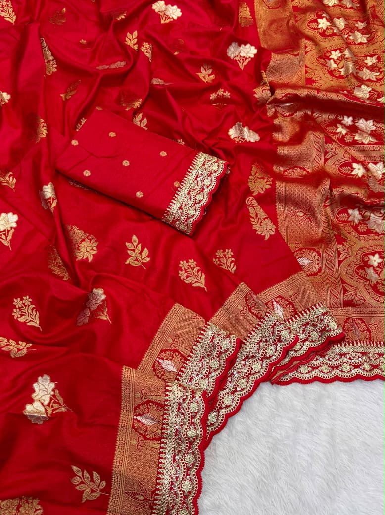 Durga Puja & Diwali Banarasi Dola Viscose Silk Weaving Saree