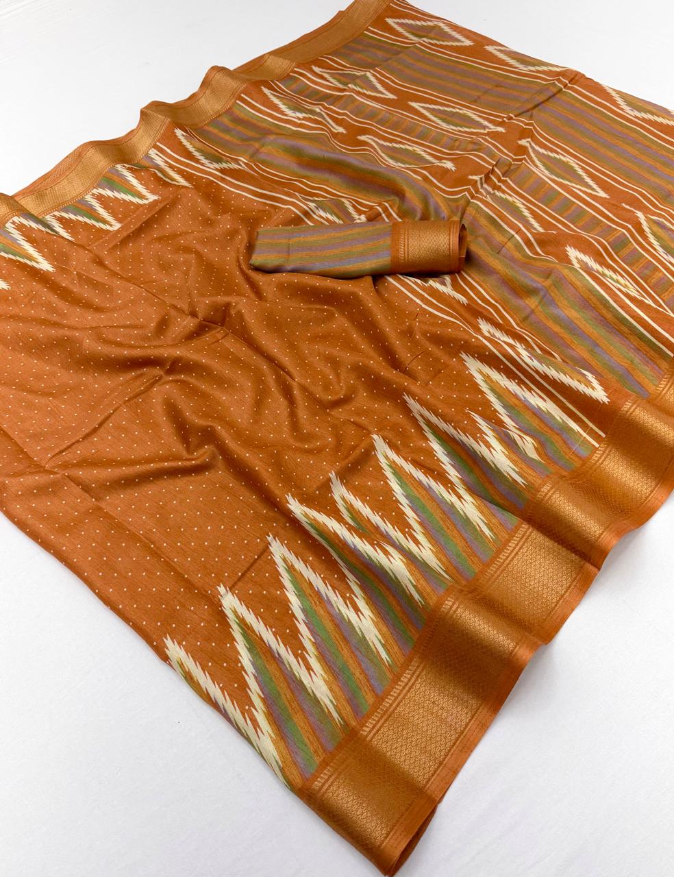 Semi Dola Silk Lehriya Saree with Jacquard Weaving Borders