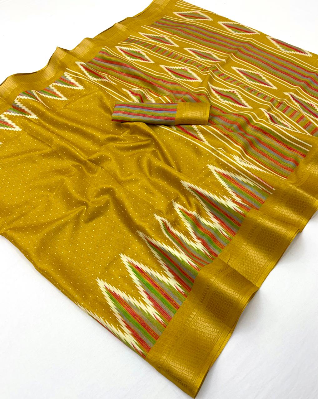 Semi Dola Silk Lehriya Saree with Jacquard Weaving Borders