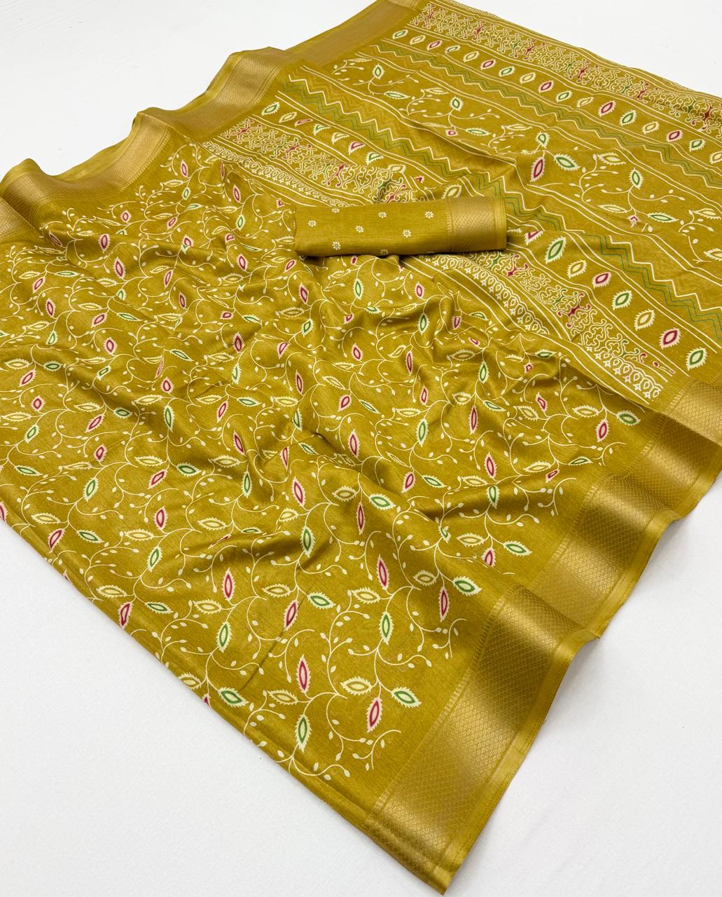 Semi Dola Silk Lehriya Saree with Jacquard Weaving Borders