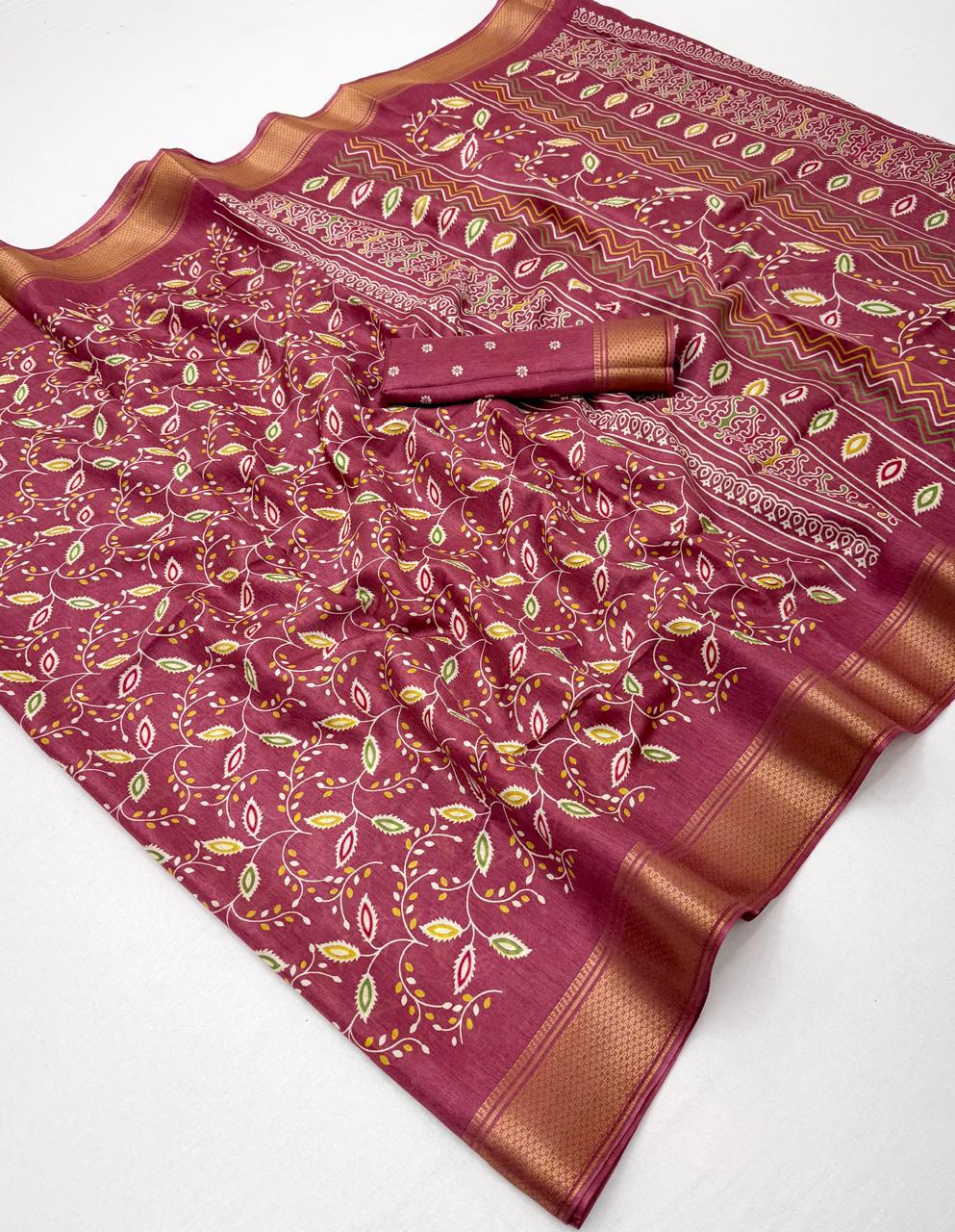 Semi Dola Silk Lehriya Saree with Jacquard Weaving Borders
