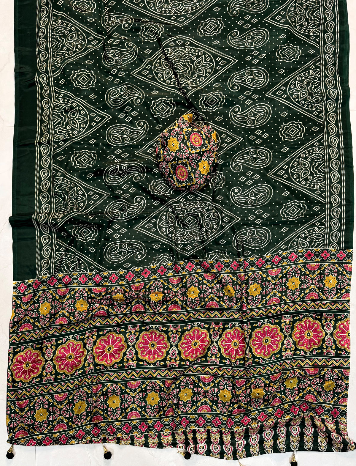 Ajrakh Semi Modal Silk Saree