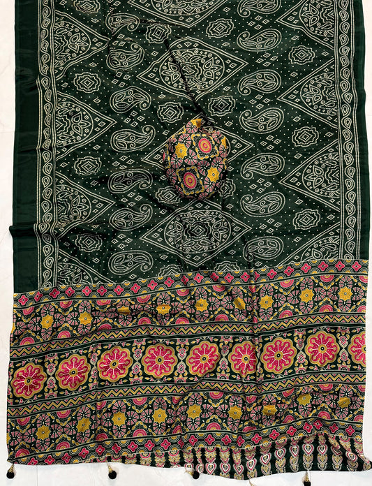 Ajrakh Semi Modal Silk Saree