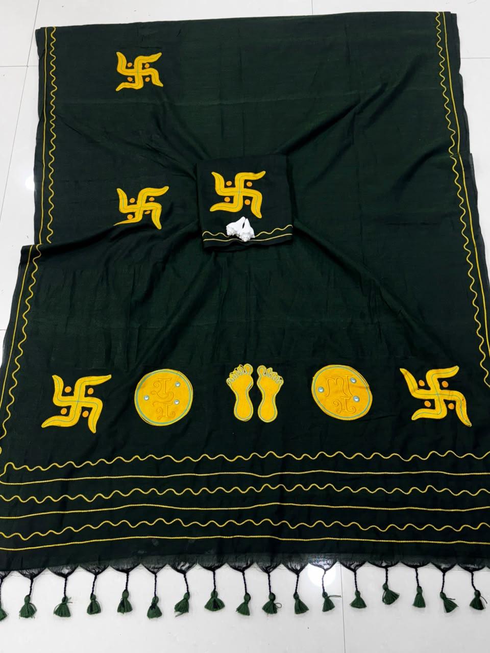 Cotton Handloom Saree with Aari Embroidery