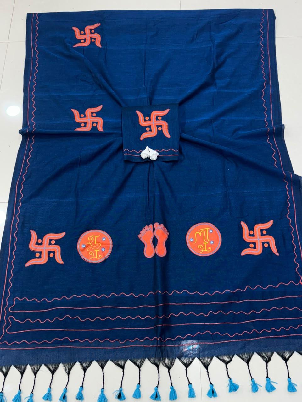 Cotton Handloom Saree with Aari Embroidery
