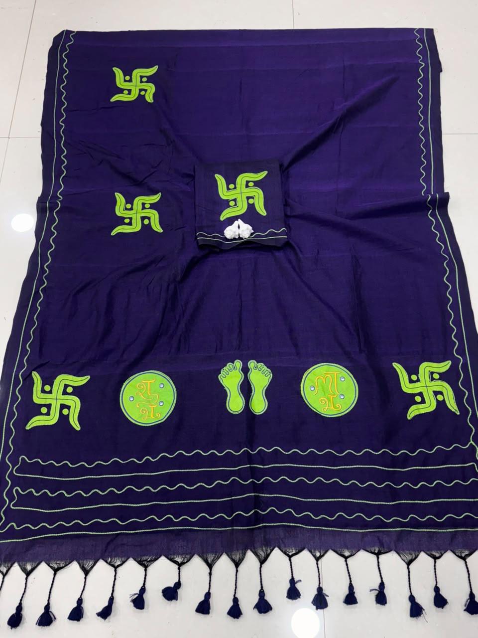 Cotton Handloom Saree with Aari Embroidery