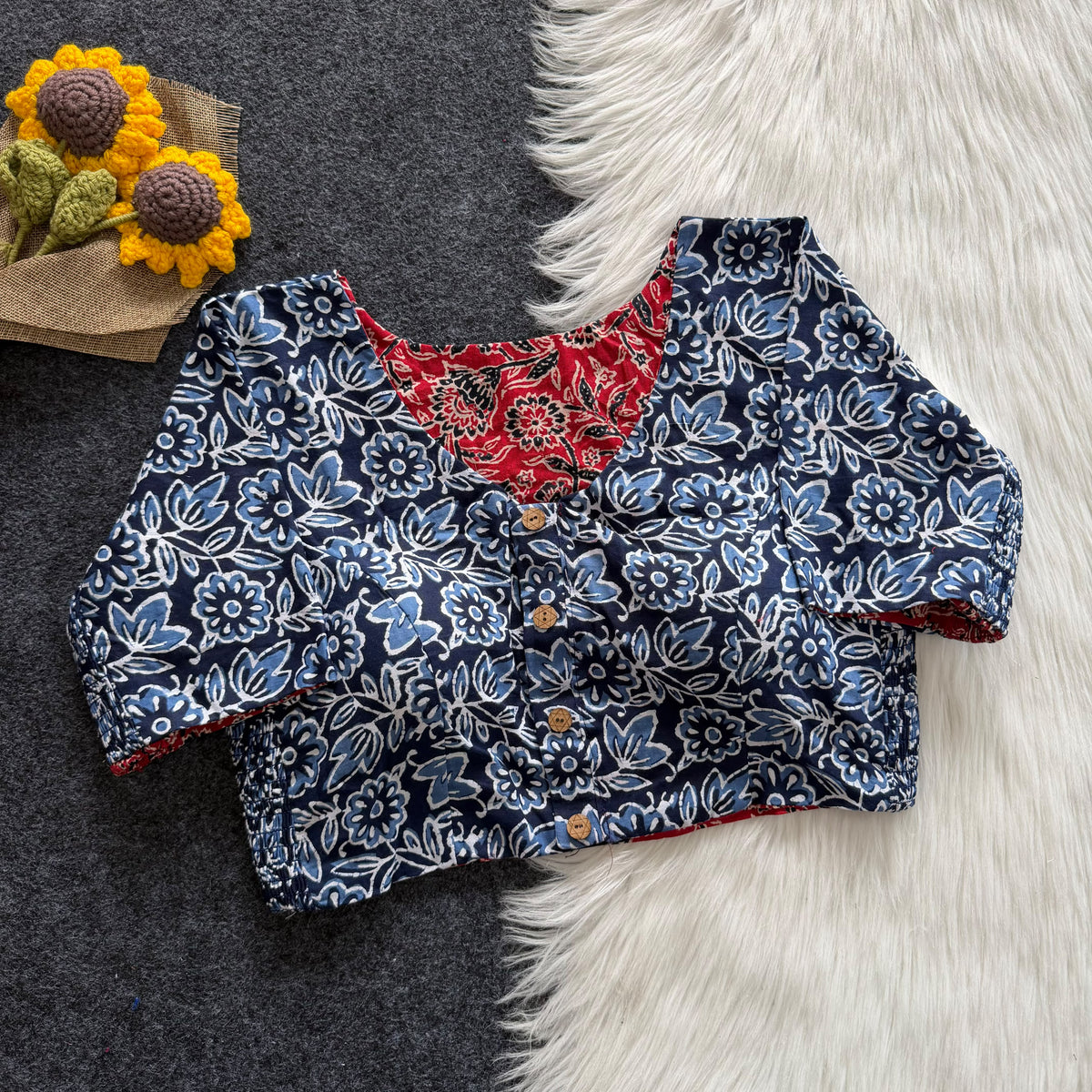 Ajrakh Reversible Stretchable Readymade Blouse