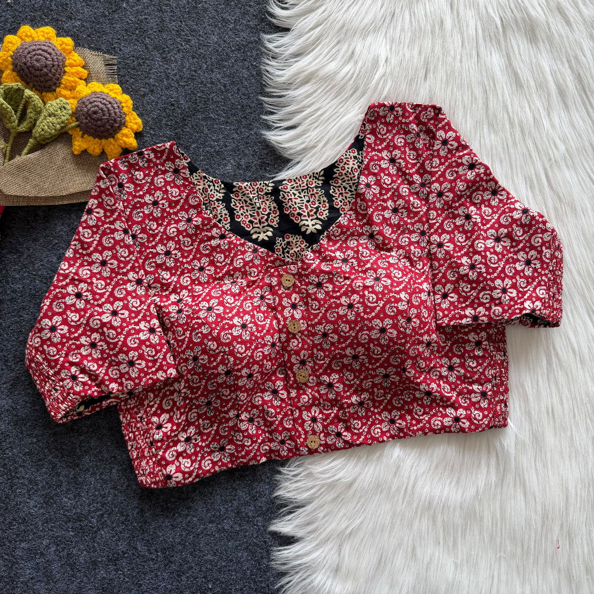 Ajrakh Reversible Stretchable Readymade Blouse
