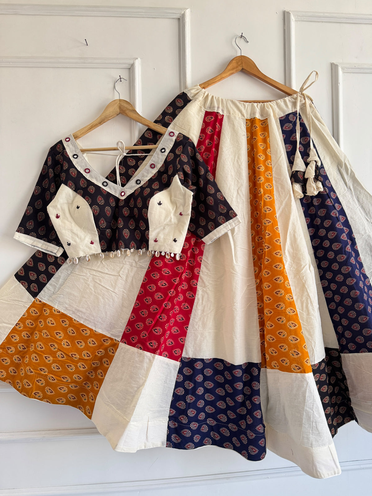 Ajrakh Cotton Mirror Work Chaniya Choli Set