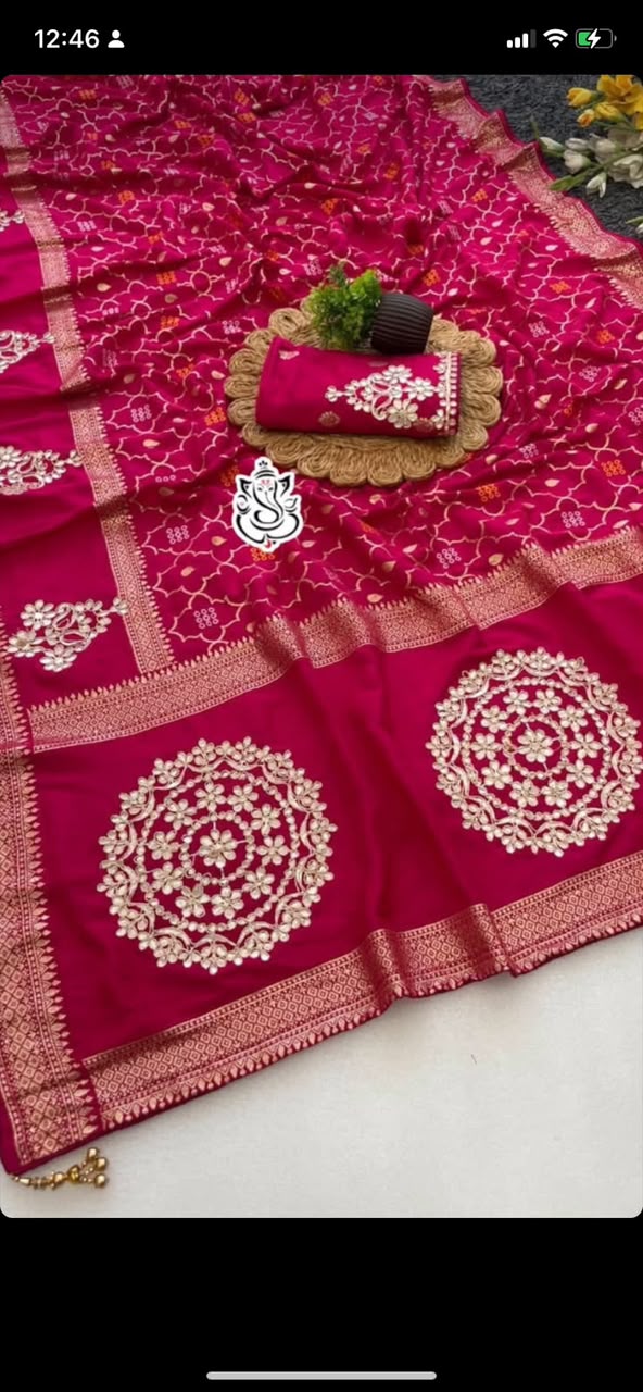 Viscose Dola Silk Saree with Gotta Work