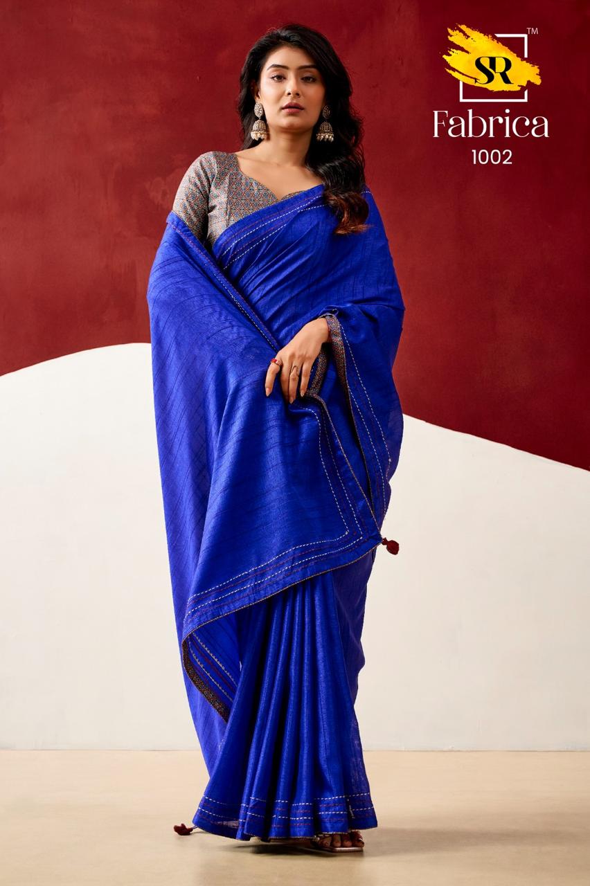 Semi Tussar Silk Saree with Katha Thread Work Borders