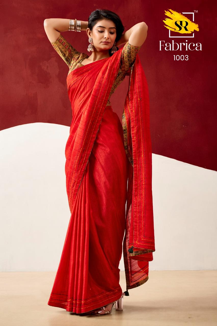 Semi Tussar Silk Saree with Katha Thread Work Borders