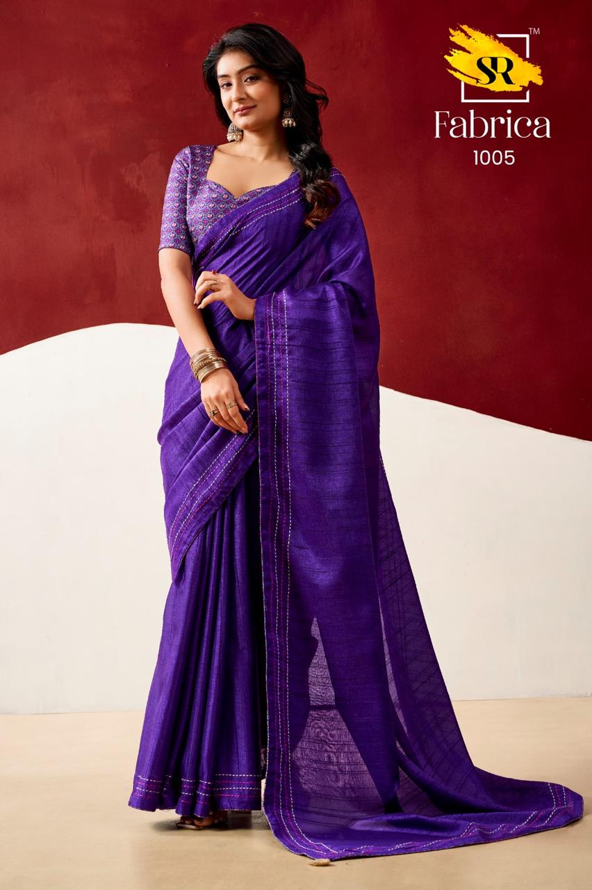 Semi Tussar Silk Saree with Katha Thread Work Borders