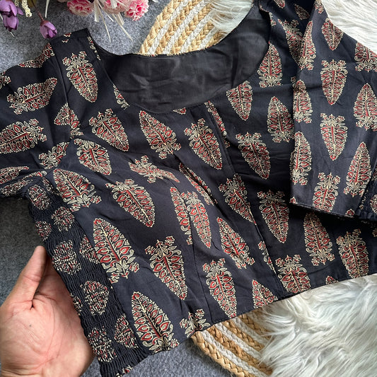 Plus Size Ajrakh Stretchable Readymade Blouse