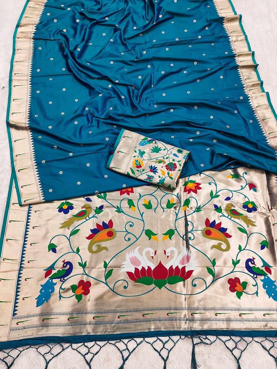 Semi Kanjivaram Silk Paithani Designer Saree