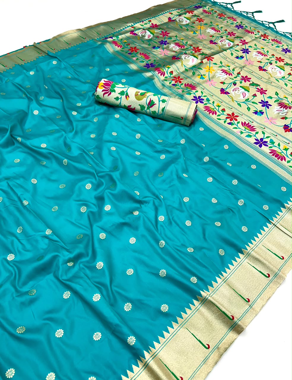 Semi Kanjivaram Silk Paithani Designer Saree
