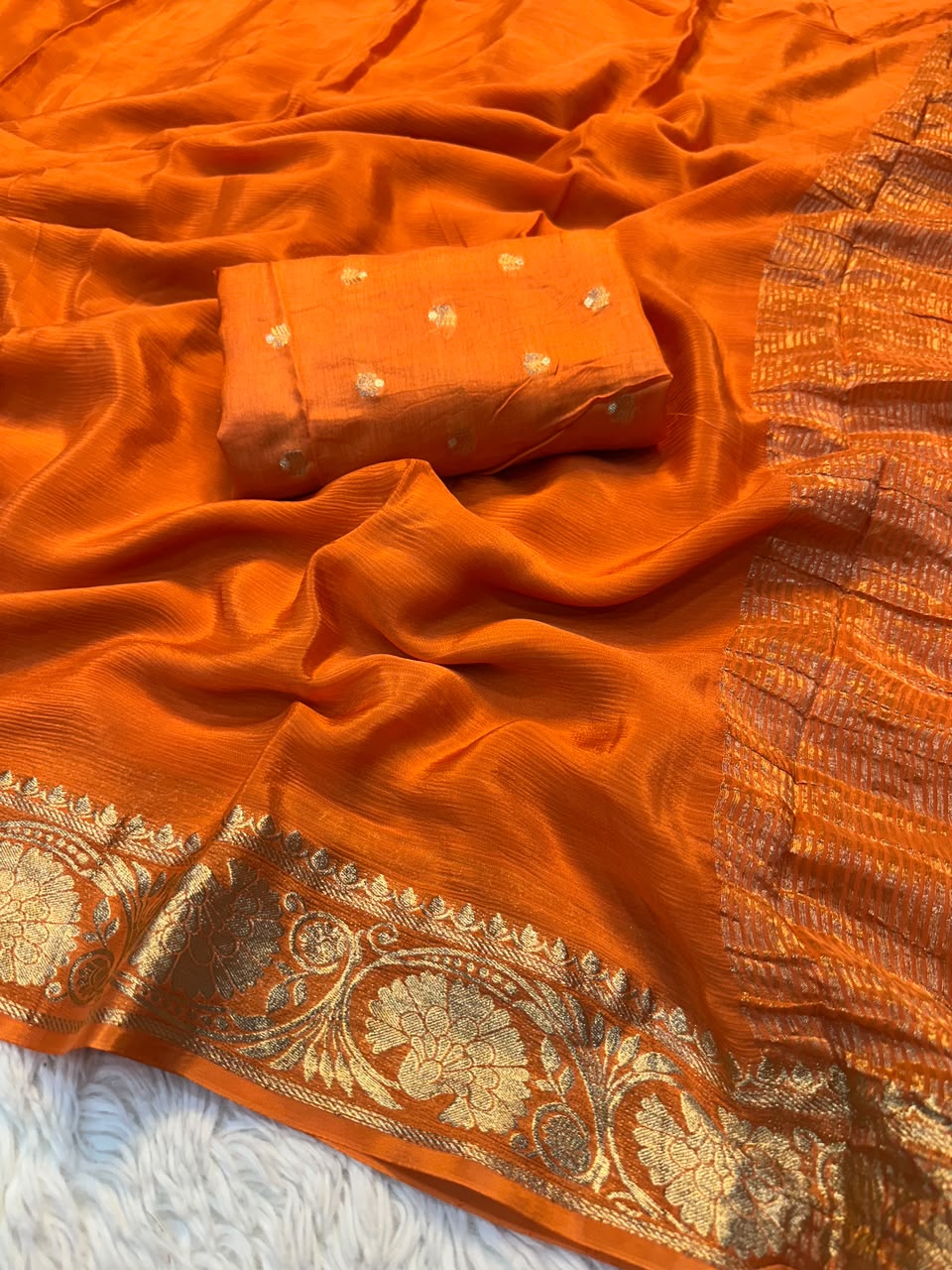 Viscose Mysori Crepe Silk Saree with Viscose Zari Borders