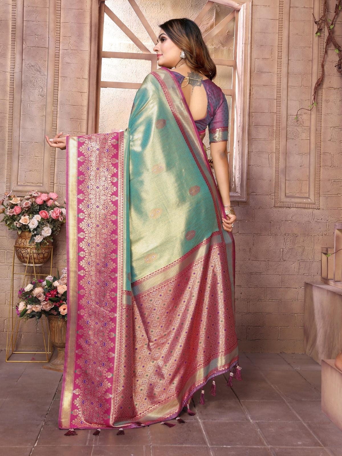 Kanjivaram Banarasi Tissue Silk Saree