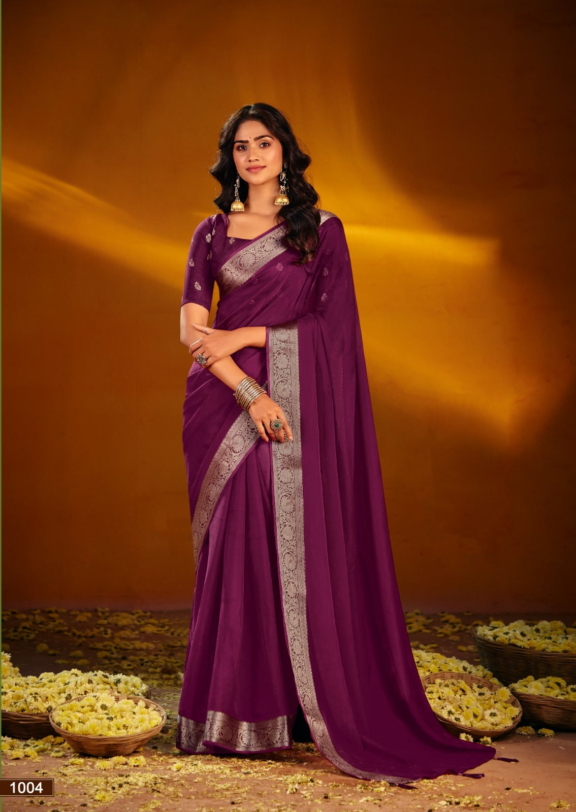 Chiffon Silk Saree with Jacquard Zari Borders