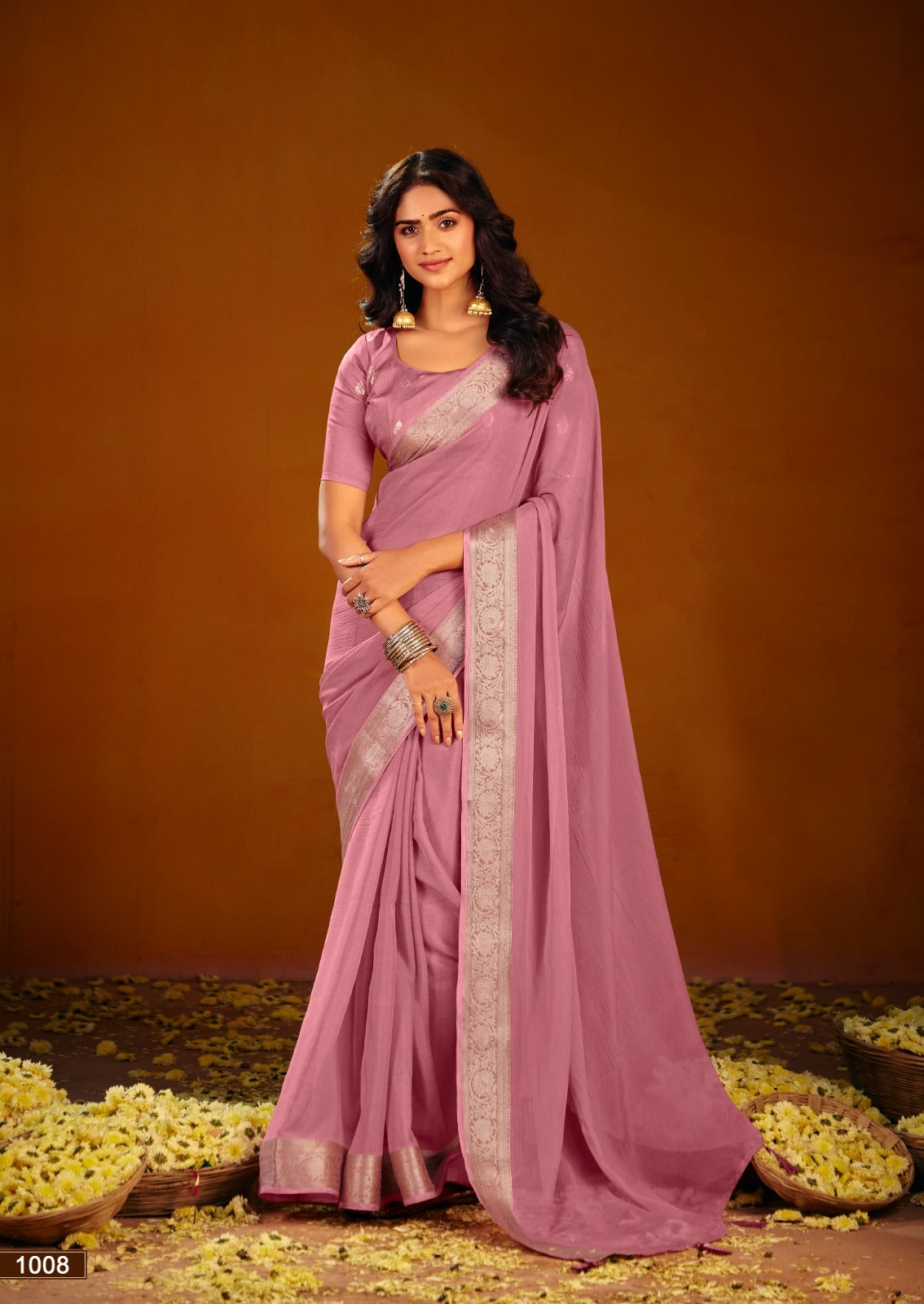 Chiffon Silk Saree with Jacquard Zari Borders