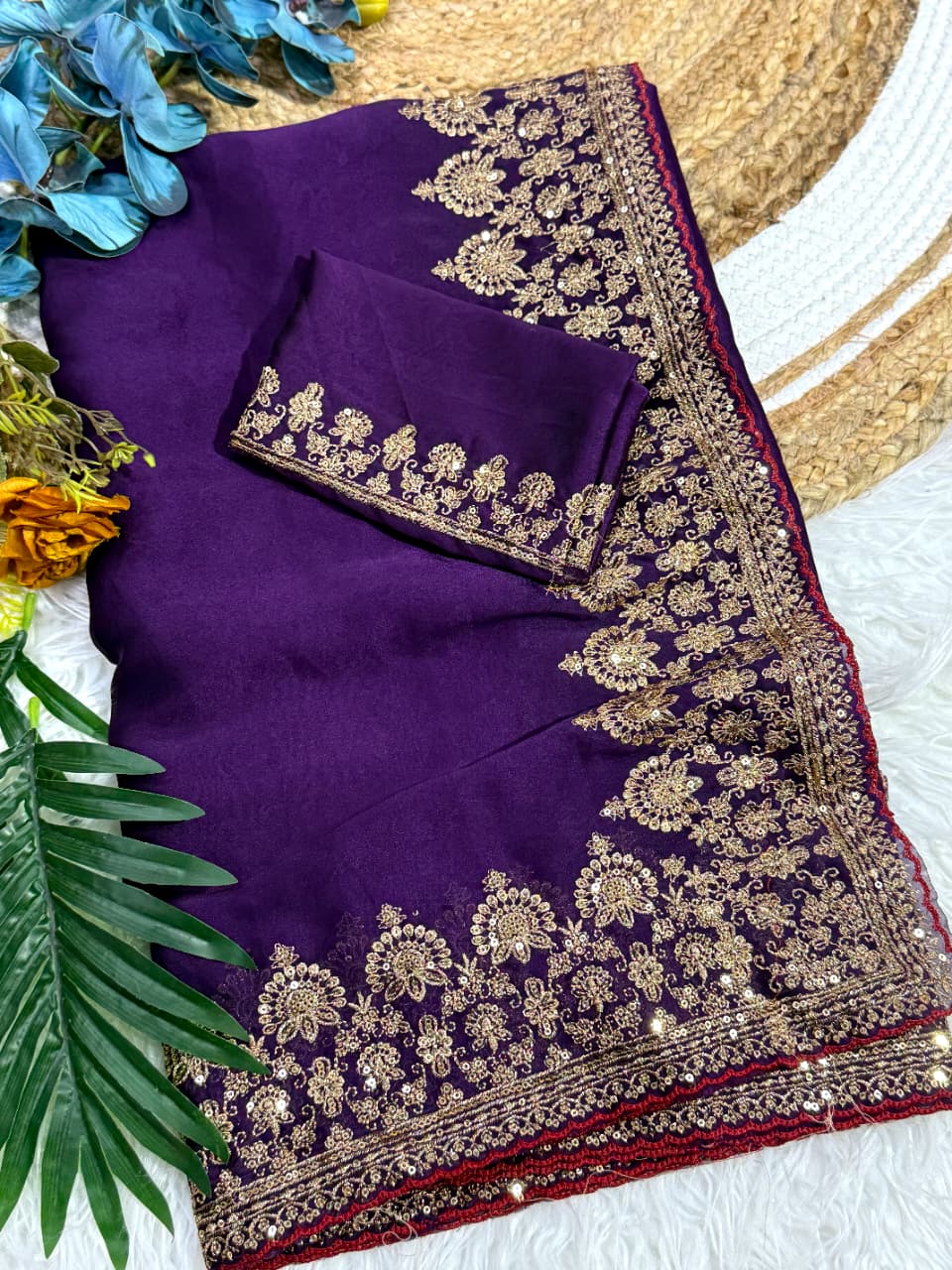 Rangoli Silk Saree with Sequence & Coding Embroidery