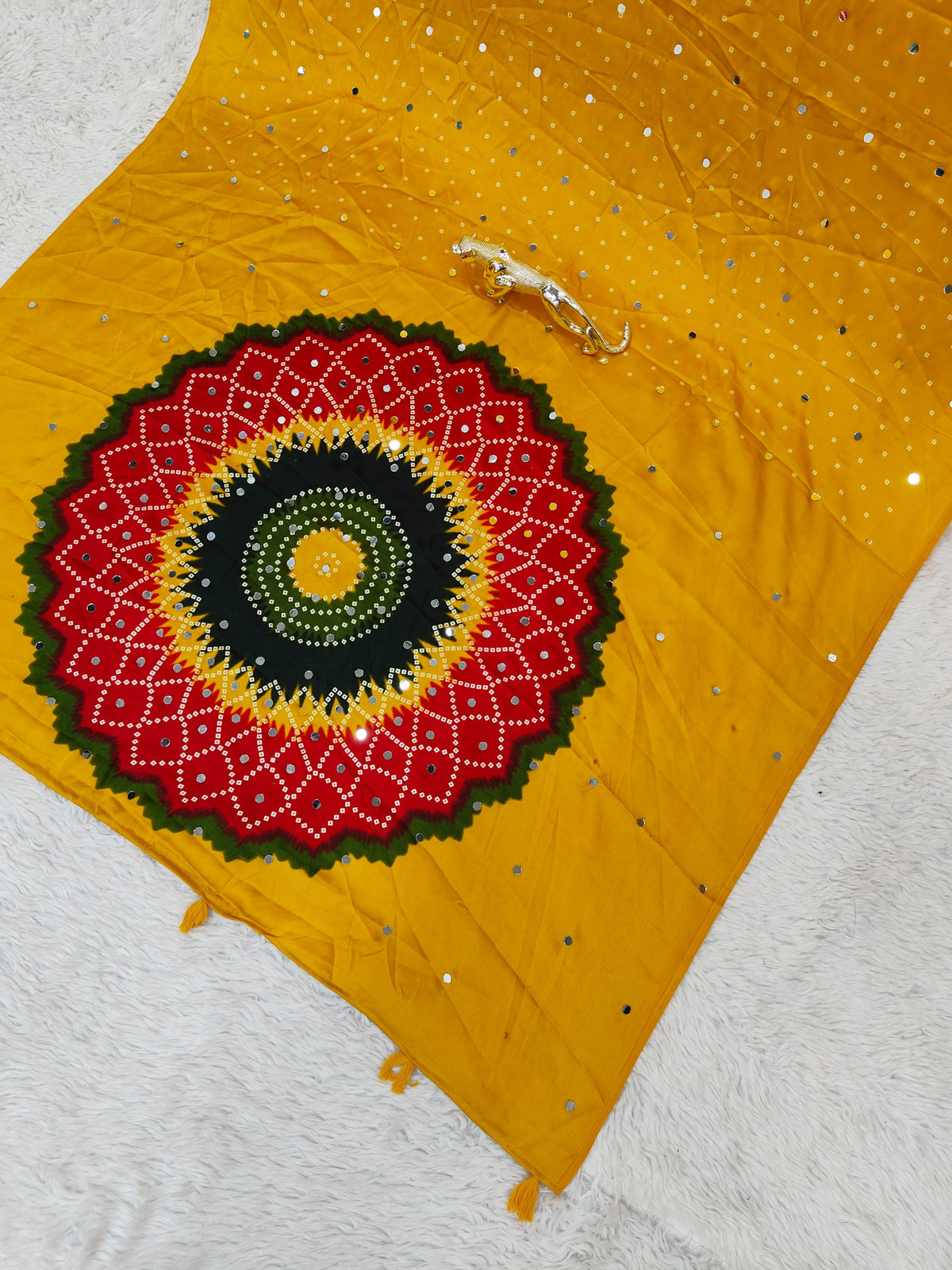 Modal Crepe Silk Mirror Work Saree