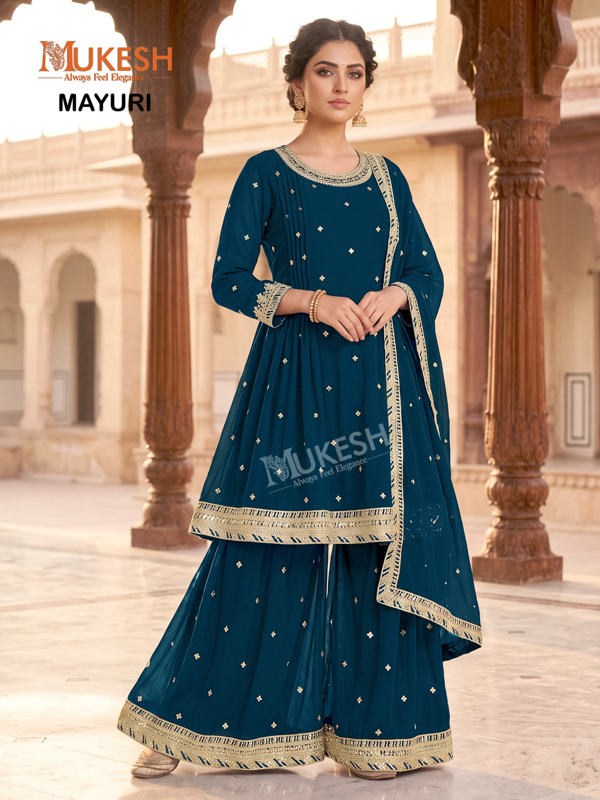Readymade Georgette Sequin Embroidered Palazzo Suit