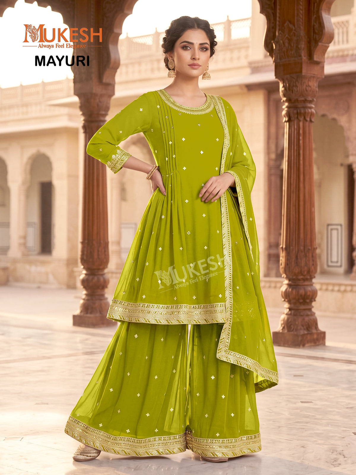 Readymade Georgette Sequin Embroidered Palazzo Suit