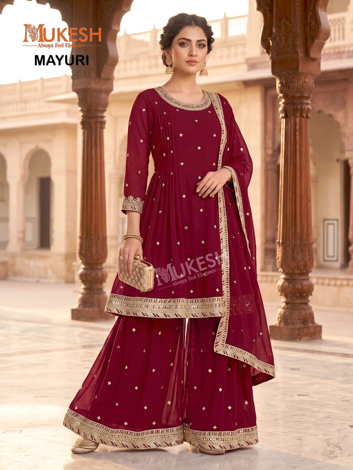 Readymade Georgette Sequin Embroidered Palazzo Suit