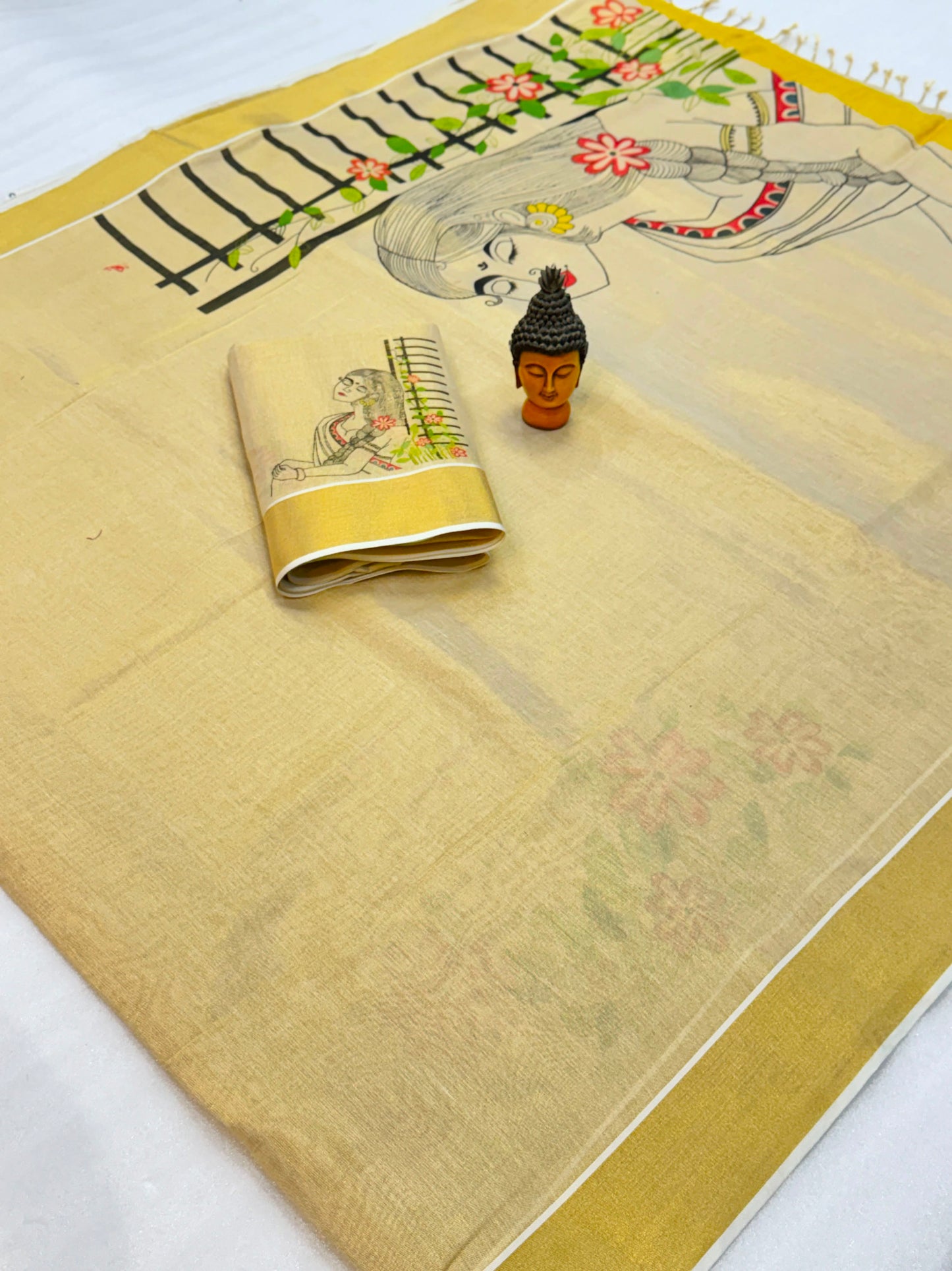 Kerala Tissue Saree with Digital Motif Prints – 79 AED