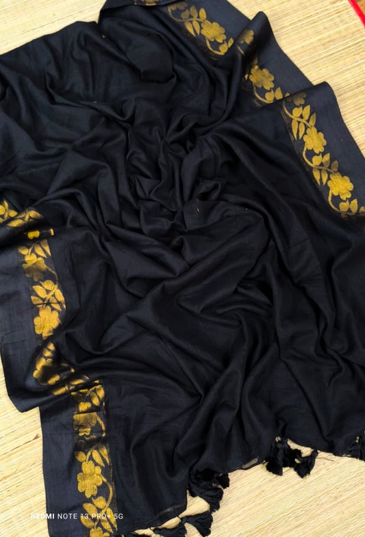Mul Cotton Saree with Zari Floral Borders – 99 AED