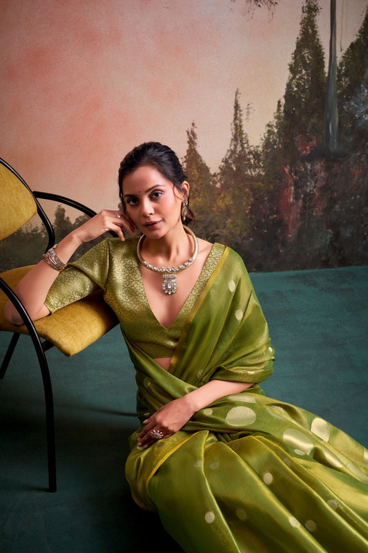 Tissue Silk Saree with Polka Zari Weaving – 115 AED