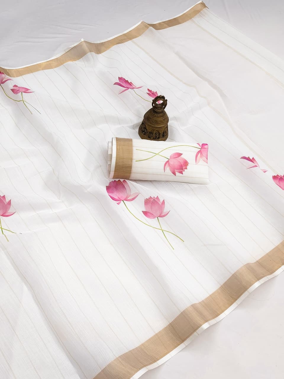 Linen Slub Cotton Floral Saree – 59 AED