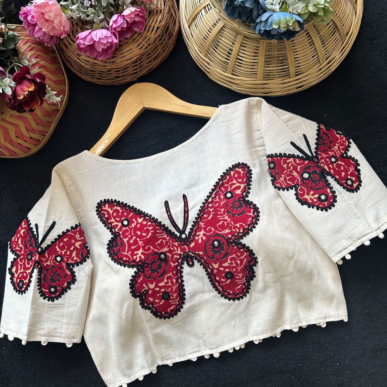 Readymade Appliqué Embroidered & Ajrakh Patch Work Blouse – 59 AED