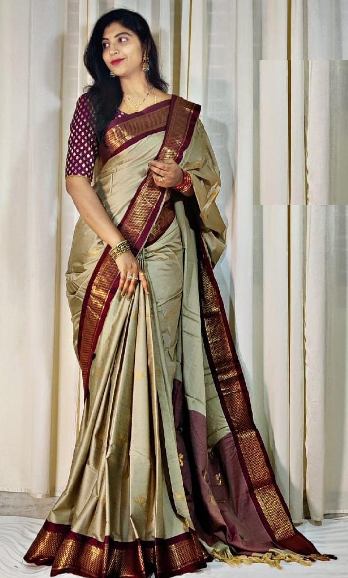 Cotton Silk Saree with Jacquard Zari Border