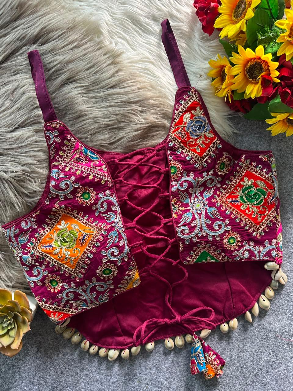 Navaratri Position Thread Embroidered Readymade Blouse