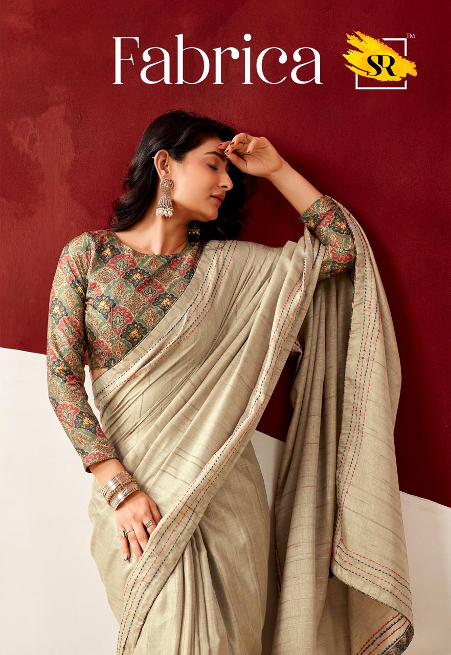 Semi Tussar Silk Saree with Katha Thread Work Borders