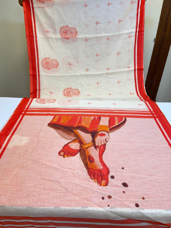 Linen slub cotton saree