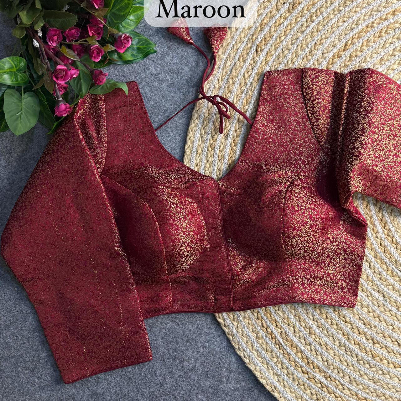 Banarasi Brocade Silk Readymade Long Sleeve Blouse – 50 AED