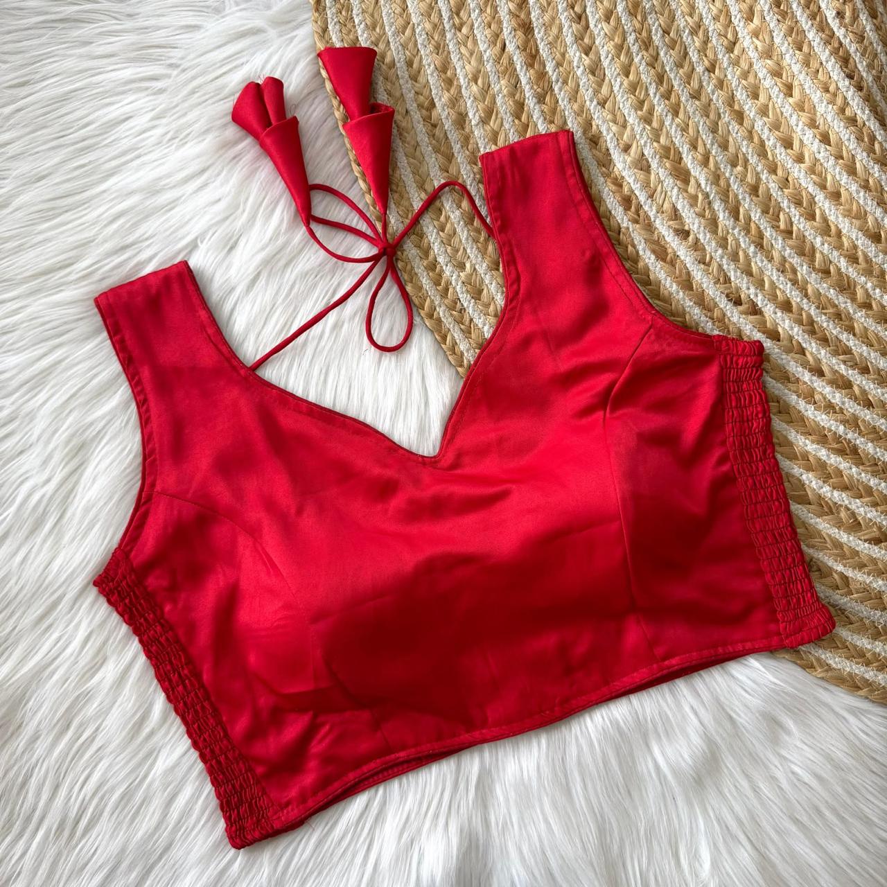 Soft Maslin Silk Side Elastic Stretchable Blouse - Regular Size
