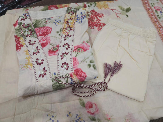 Jaipur Cotton Floral Readymade Three Piece Suits S1