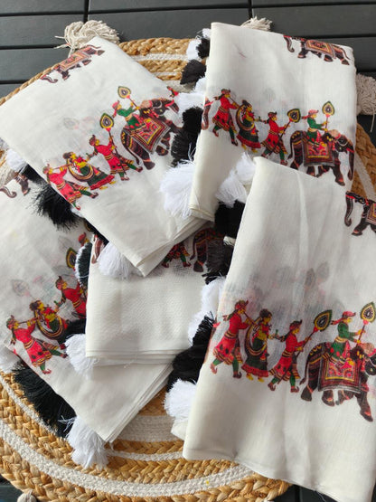 Linen Slub cotton saree E