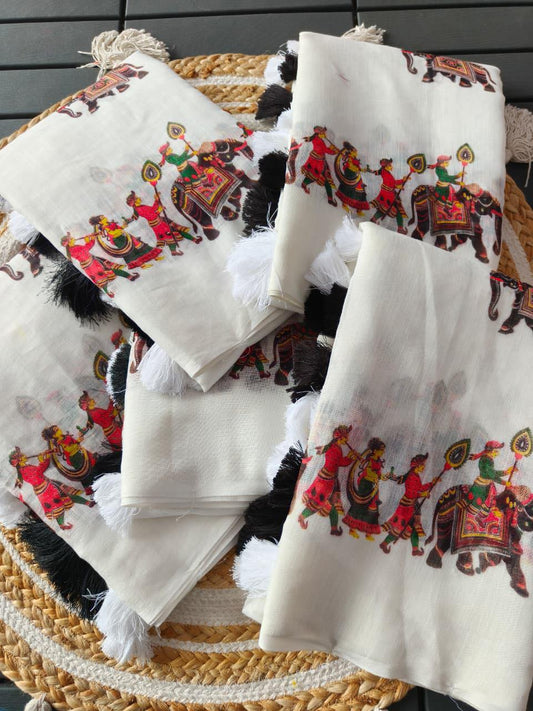 Linen Slub cotton saree E