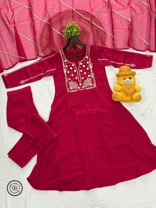 Chanderi Silk Embroidered Readymade Suits with Organza Dupatta cs 3