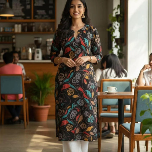 Cotton Silk Foil Print Kurtis Q