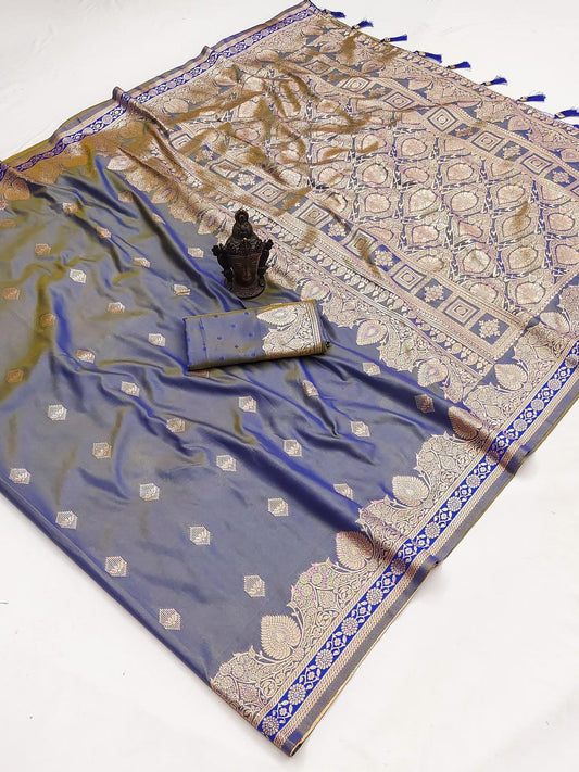 Pick Any Soft Cotton Jacquard Silk Sarees Blue 2