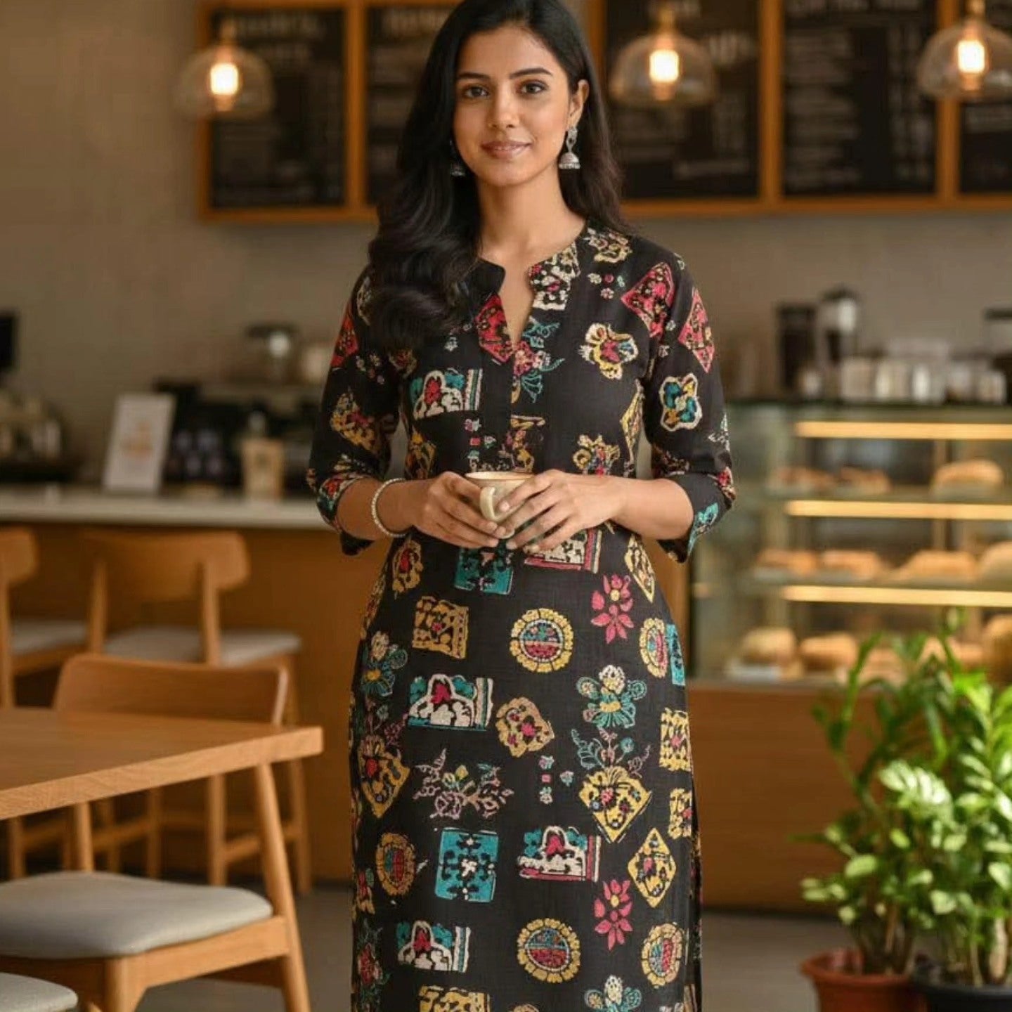 Cotton Silk Foil Print Kurtis Q