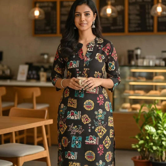 Cotton Silk Foil Print Kurtis Q