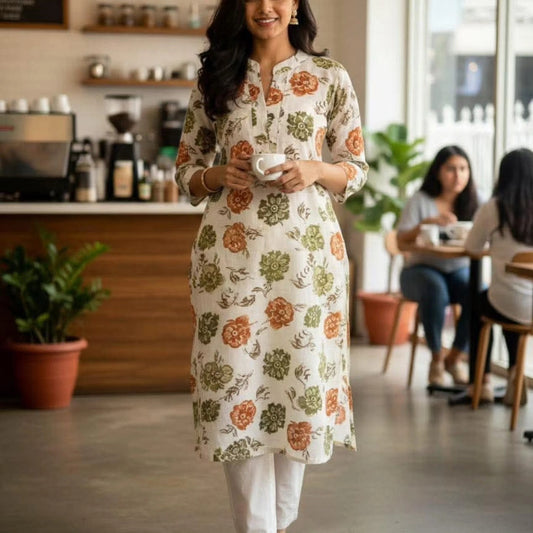 Cotton Silk Foil Print Kurtis Y