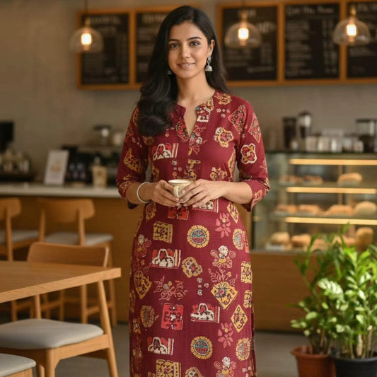 Cotton Silk Foil Print Kurtis O